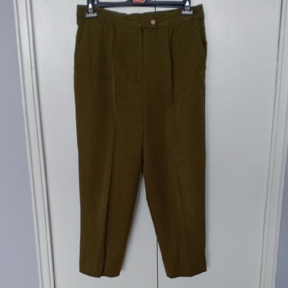 Vintage 🌟Olive Green Tailored Straight-Leg Trousers